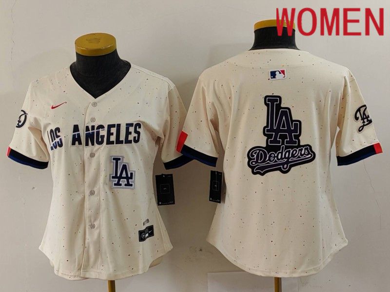 Women Los Angeles Dodgers Blank Cream Fashion Nike Game MLB Jersey style 62910->women mlb jersey->Women Jersey